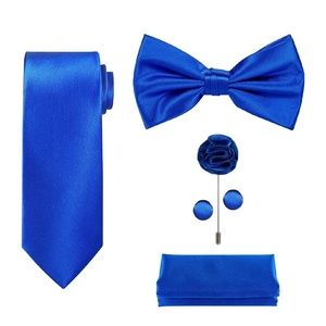 Mens 5pc Neck Tie Bow Tie Lapel Pin Cuff Links Set